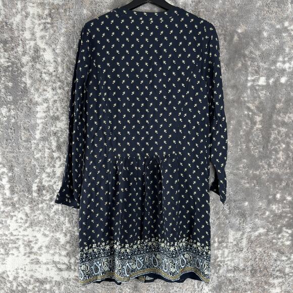 Garnet Hill Size 2 Floral Print Casual Mini Tunic Dress Button Front Long Sleeve - Picture 5 of 12